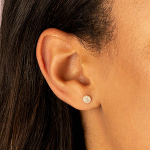  Round Diamond Disc Stud Earring 14K - Adina Eden's Jewels
