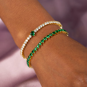  Colored Heart Tennis Bracelet - Adina Eden's Jewels