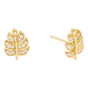 Gold Leaf Stud Earring - Adina Eden's Jewels