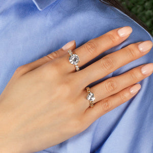  CZ Heart x Chain Ring - Adina Eden's Jewels