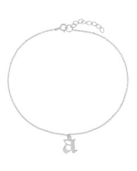 Silver Gothic Initial Dangle Anklet - Adina Eden's Jewels
