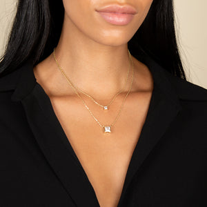  2 In 1 Princess Cut Bezel Necklace - Adina Eden's Jewels
