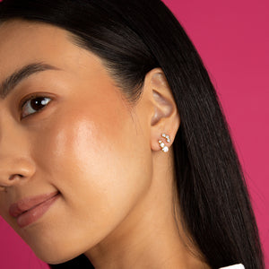  Graduated CZ Bezel Bar Stud Earring - Adina Eden's Jewels