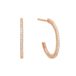 Rose Gold Pavé Hoop Stud Earring - Adina Eden's Jewels