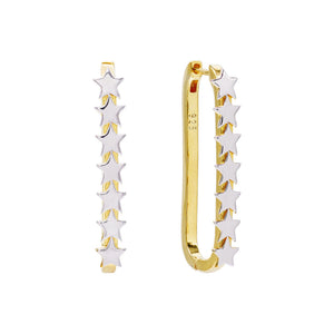 Gold Star Rectangular Hoop Earring - Adina Eden's Jewels
