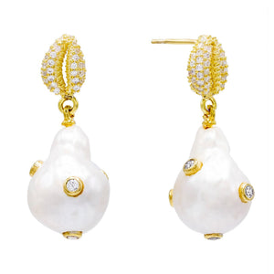 Pearl White Pearl Shell Stud Earring - Adina Eden's Jewels