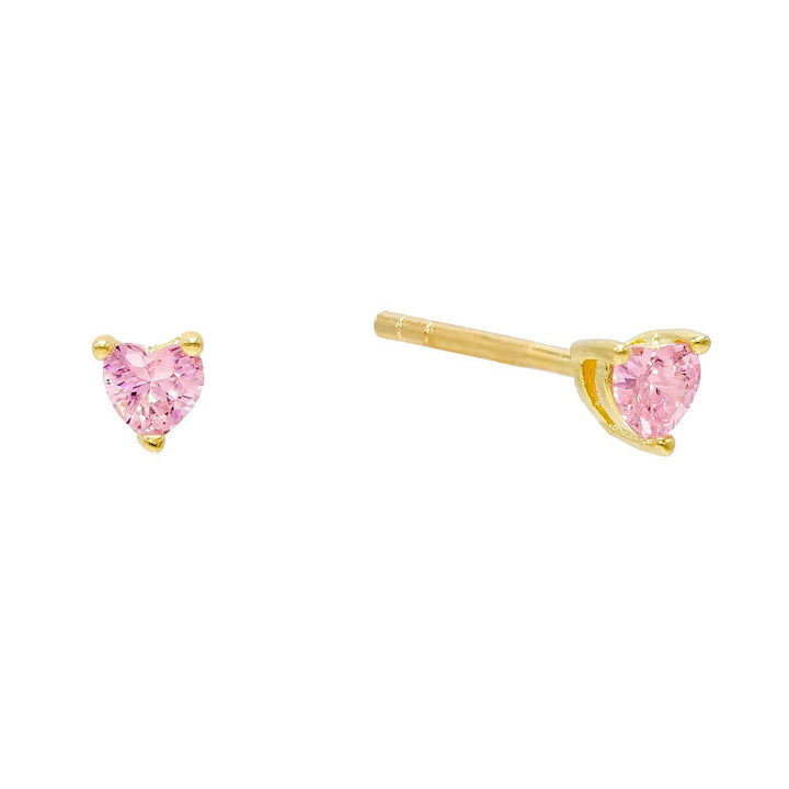Light Pink CZ Heart Stud Earring - Adina Eden's Jewels