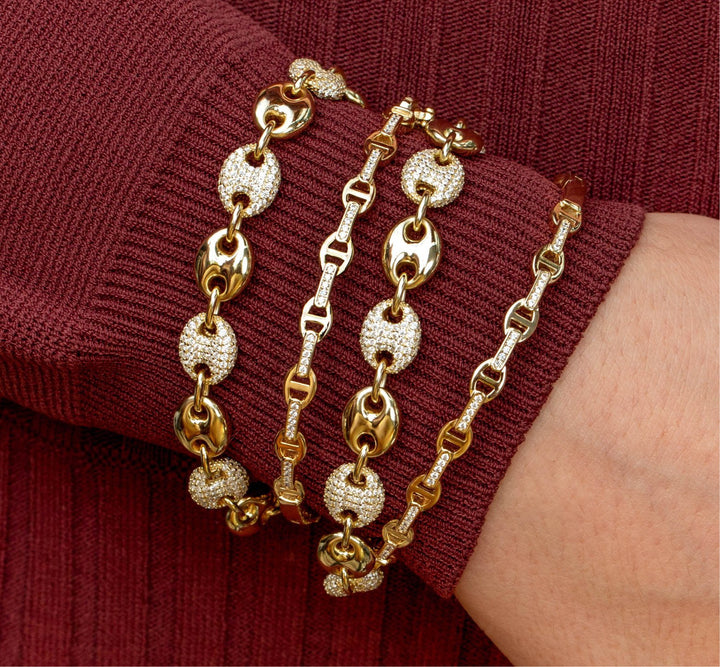 Pavé Puff Mariner Chain Bracelet - Adina Eden's Jewels