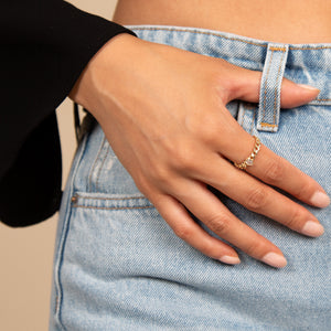  Pear Bezel Cuban Ring - Adina Eden's Jewels