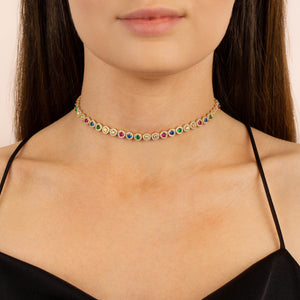  CZ Halo Multi-Color Choker - Adina Eden's Jewels