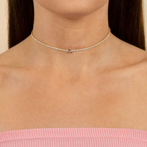  CZ Rainbow Uppercase Initial Tennis Choker - Adina Eden's Jewels