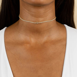  CZ Rainbow Lowercase Initial Tennis Choker - Adina Eden's Jewels