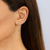  CZ Baguette X Teardrop Chain Drop Stud Earring - Adina Eden's Jewels