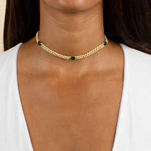  CZ Baguette Chain Link Choker - Adina Eden's Jewels