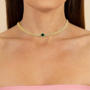  CZ Colored Baguette Chain Link Choker - Adina Eden's Jewels