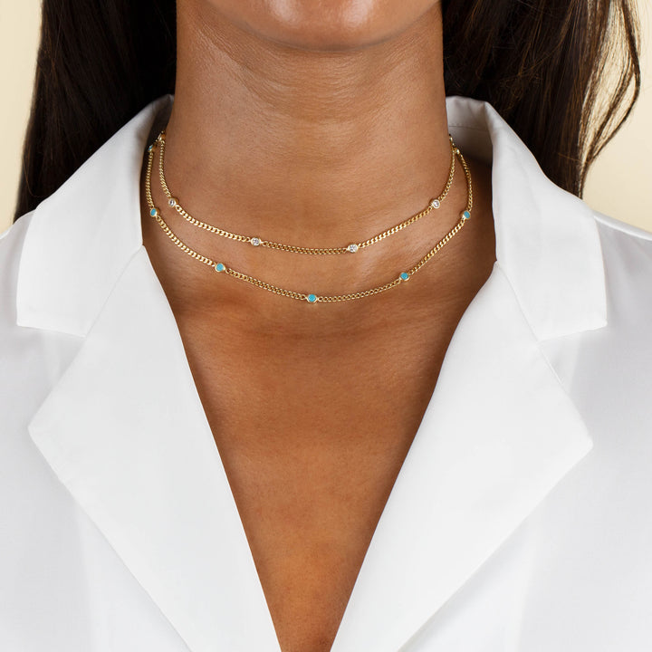  CZ Bezel Cuban Chain Choker - Adina Eden's Jewels