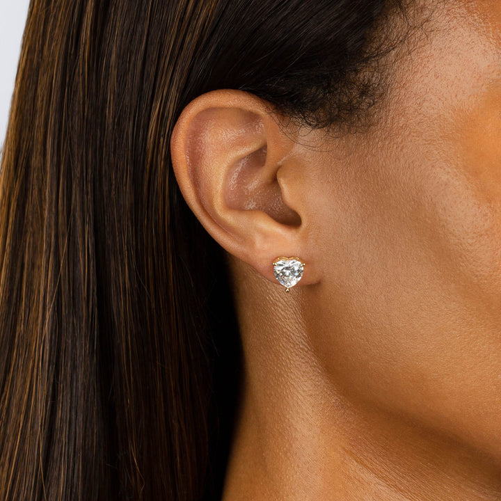  CZ Heart Stone Stud Earring - Adina Eden's Jewels
