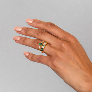  CZ Emerald Green Teardrop Ring - Adina Eden's Jewels