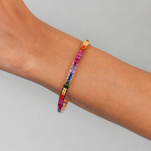  Rainbow Princess Cut Tennis Bracelet - Adina Eden's Jewels