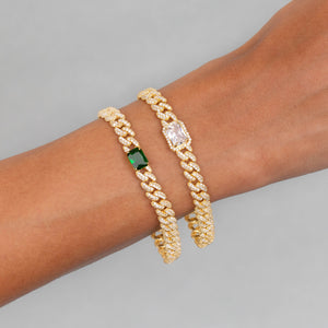  CZ Colored Baguette Chain Link Bracelet - Adina Eden's Jewels