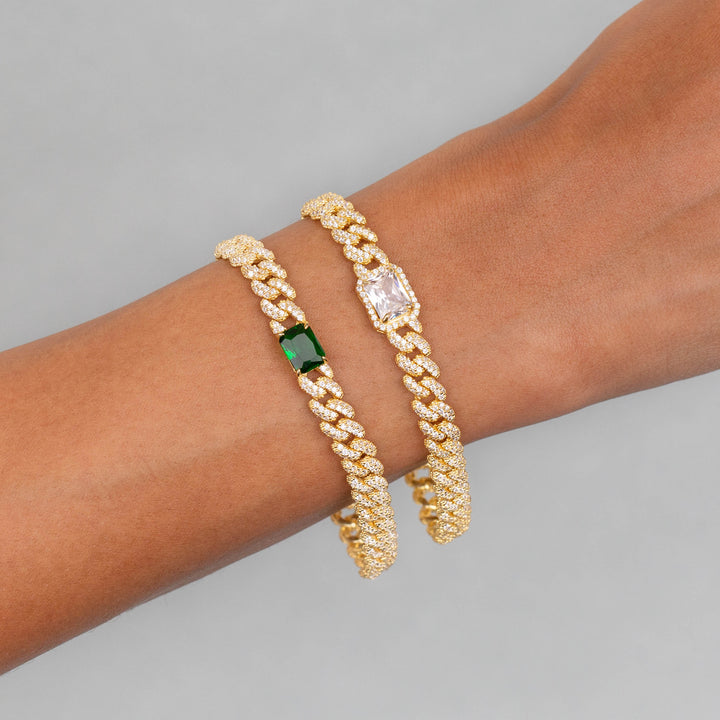  CZ Colored Baguette Chain Link Bracelet - Adina Eden's Jewels