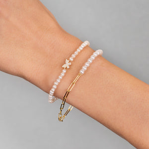  CZ Butterfly Pearl Bracelet - Adina Eden's Jewels