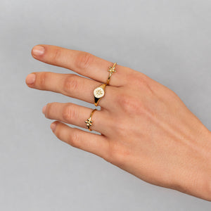  CZ Starburst Adjustable Signet Ring - Adina Eden's Jewels