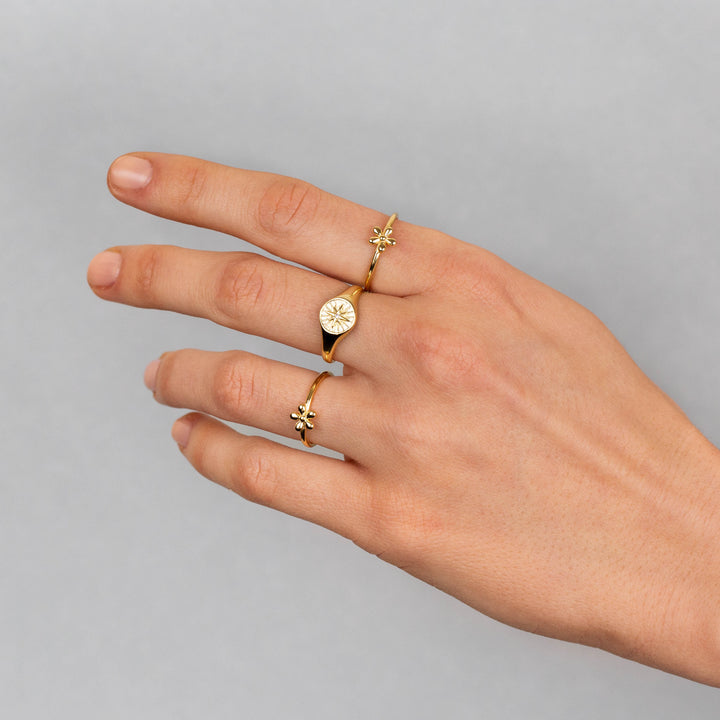  Solid Flower Adjustable Ring - Adina Eden's Jewels