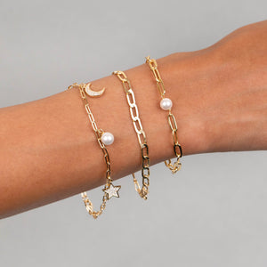  CZ X Pearl Charms Bracelet - Adina Eden's Jewels