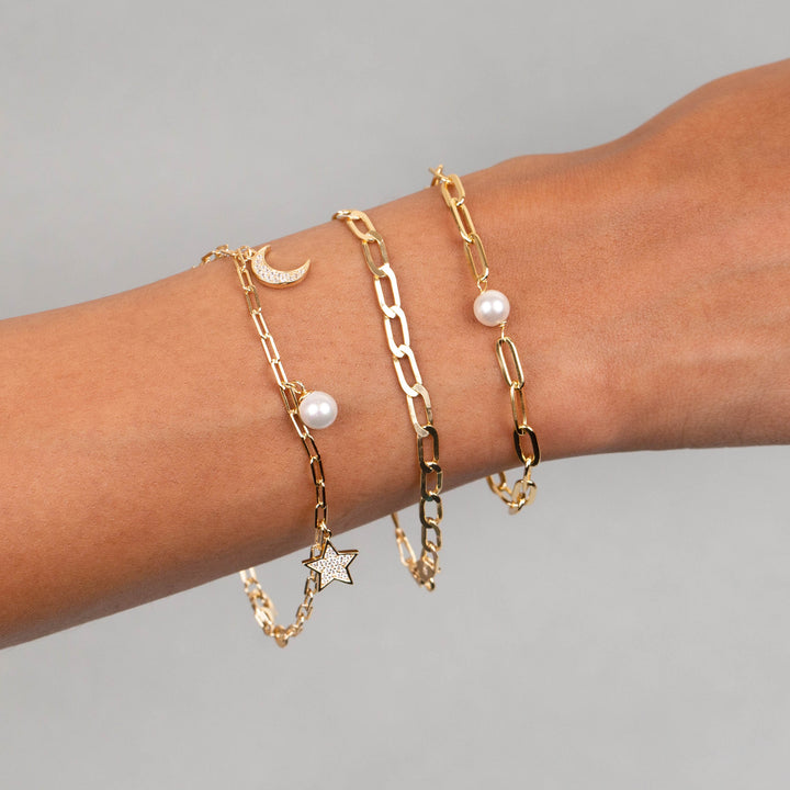  Pearl Oval Link Bracelet - Adina Eden's Jewels