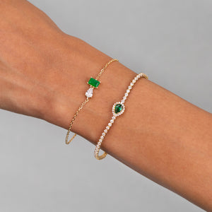  CZ Colored Emerald X Teardrop Bracelet - Adina Eden's Jewels