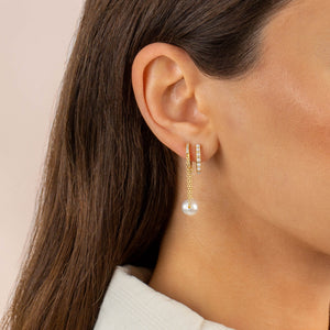  Pearl Chain Huggie Earring - Adina Eden's Jewels