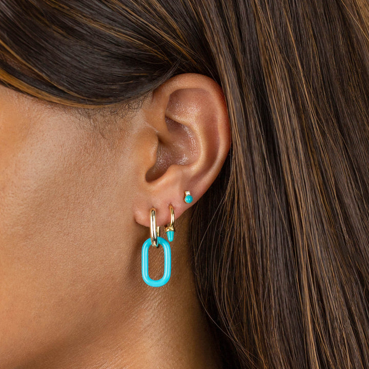  Tiny CZ Turquoise Stud Earring - Adina Eden's Jewels