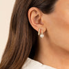  CZ X Pearl Oval Hoop Earring - Adina Eden's Jewels
