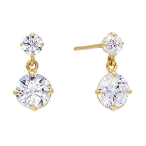 14K Gold Solitaire Dangling Stud Earring 14K - Adina Eden's Jewels