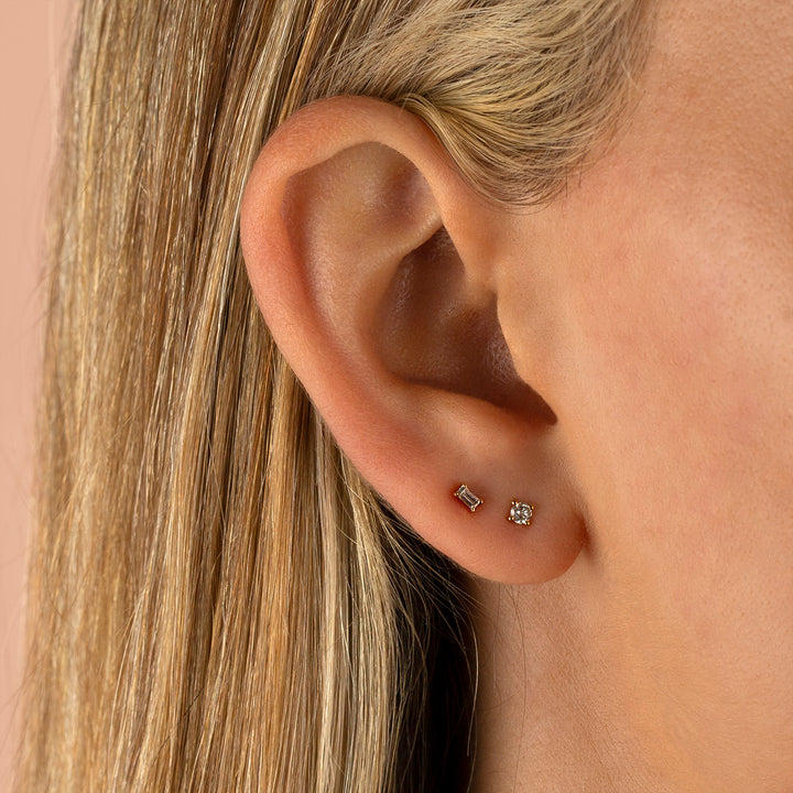  Tiny Diamond Baguette Stud Earring 14K - Adina Eden's Jewels