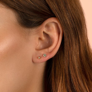  Round Diamond X Emerald Flower Stud Earring 14K - Adina Eden's Jewels