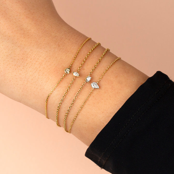 Tiny Diamond Bezel Bracelet 14K - Adina Eden's Jewels