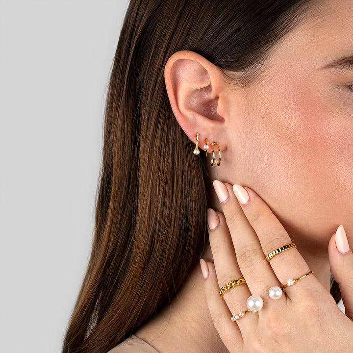  Mini Pavé Pearl Huggie Earring - Adina Eden's Jewels