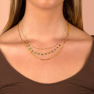 Diamond Emerald Baguette X Solitaire Necklace 14K - Adina Eden's Jewels