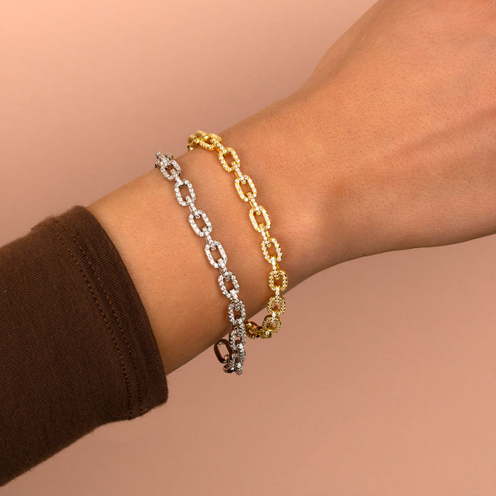  Pavé Box Link Chain Bracelet - Adina Eden's Jewels