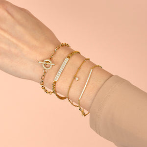  Pavé Bar X CZ Bezel Chain Bracelet - Adina Eden's Jewels