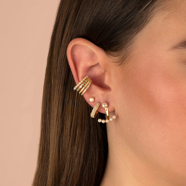  Multi Row CZ Pearl Ear Cuff - Adina Eden's Jewels