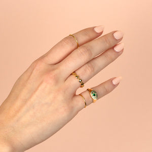  CZ Starburst Signet Pinky Ring - Adina Eden's Jewels