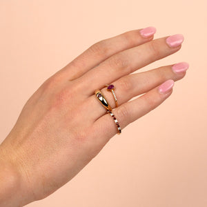  Diamond X Gemstone Colored Band 14K - Adina Eden's Jewels