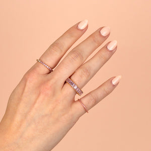  Sapphire Pink Baguette Ring 14K - Adina Eden's Jewels