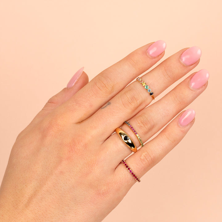  Multi Color Gemstone Bezel Ring 14K - Adina Eden's Jewels