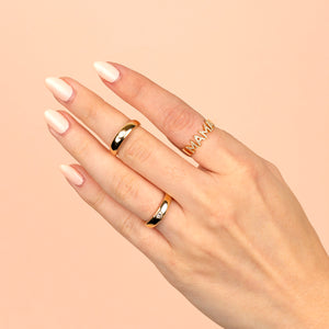  Diamond Heart Hollow Dome Ring 14K - Adina Eden's Jewels