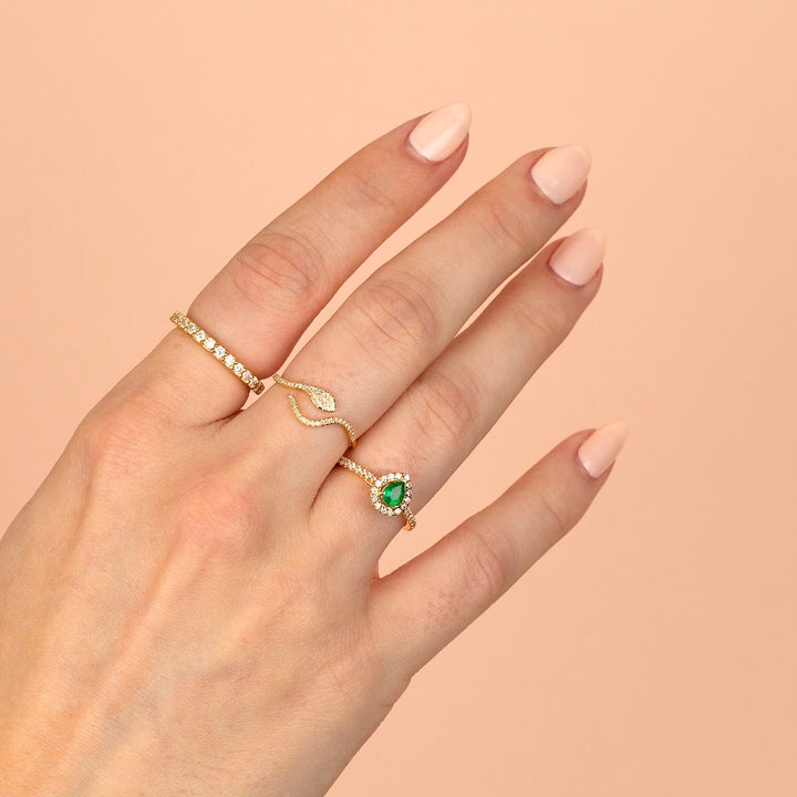  Diamond X Colored Gemstone Teardrop Ring 14K - Adina Eden's Jewels