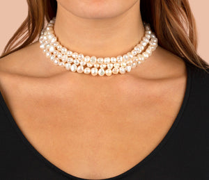 Pearl Triple Strand Choker - Adina Eden's Jewels